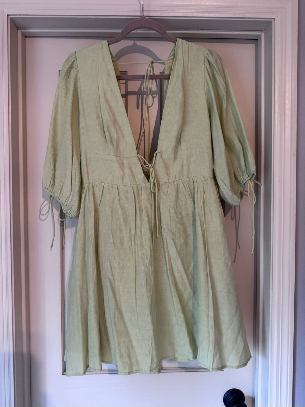 Light Green V-Neck Women's Dress